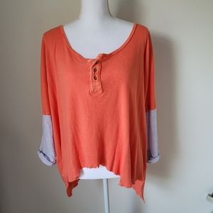 Free People Long Sleeve Shark Bite Hem Top